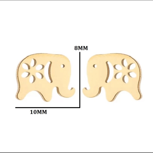 Stainless Steel Elephant 🐘 Stud Earrings - Picture 2 of 2